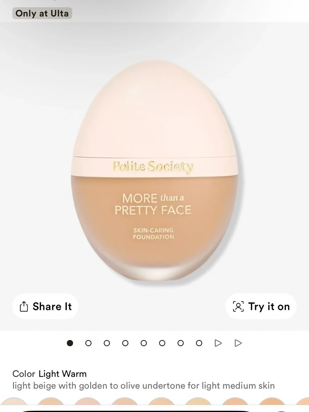 Polite Society More Than a Pretty Face Foundation — Light Warm (Light Beige)